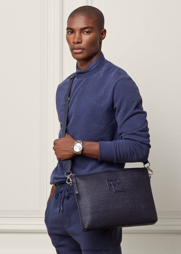 Ralph Lauren miehet kudottu vasikannahkainen lähettilaukku 0Z24ZR8960 laivaston puheenjohtaja