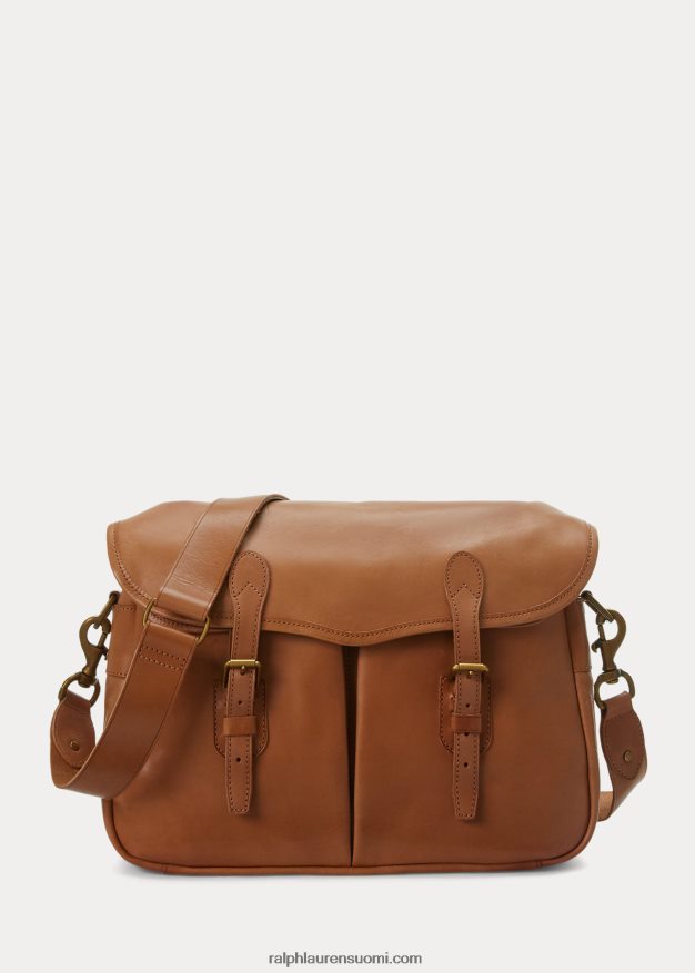 Ralph Lauren miehet perinnöllinen nahkainen lähettilaukku 0Z24ZR2399 rusketus