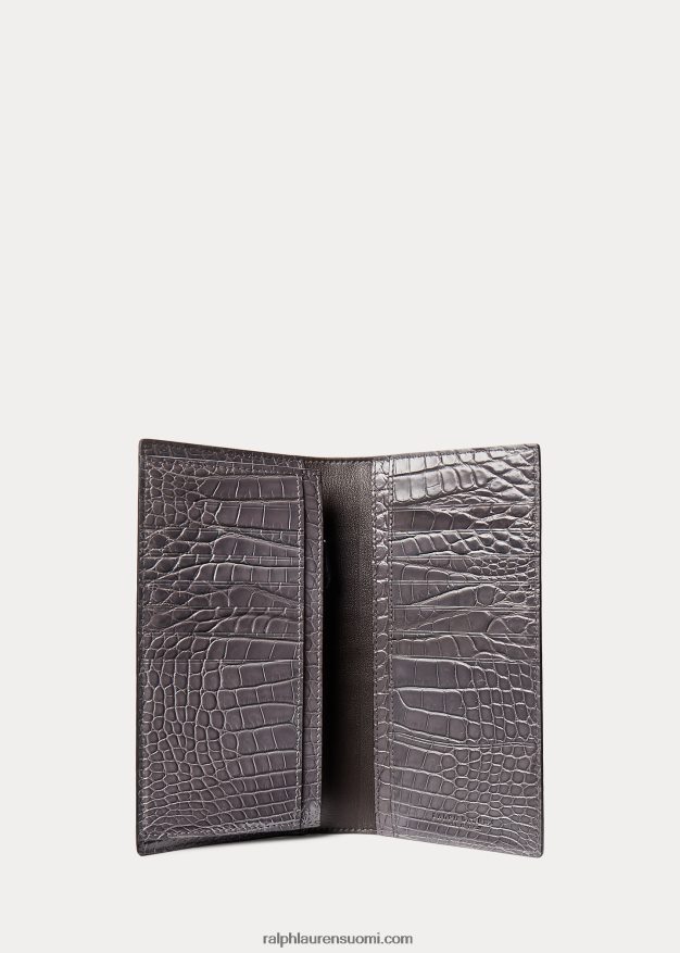 Ralph Lauren miehet alligaattori mannermainen lompakko 0Z24ZR9017 asfaltti