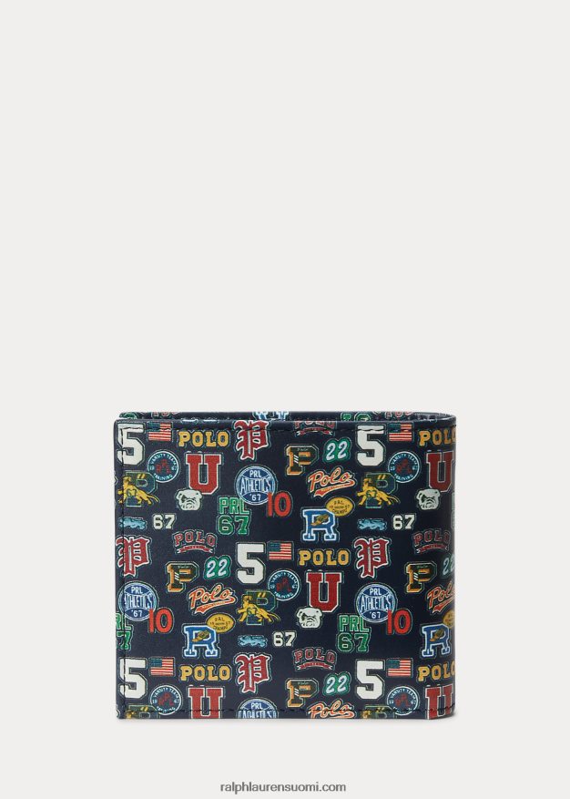 Ralph Lauren miehet logopainatus nahkainen billfold lompakko 0Z24ZR2421 preppy printti