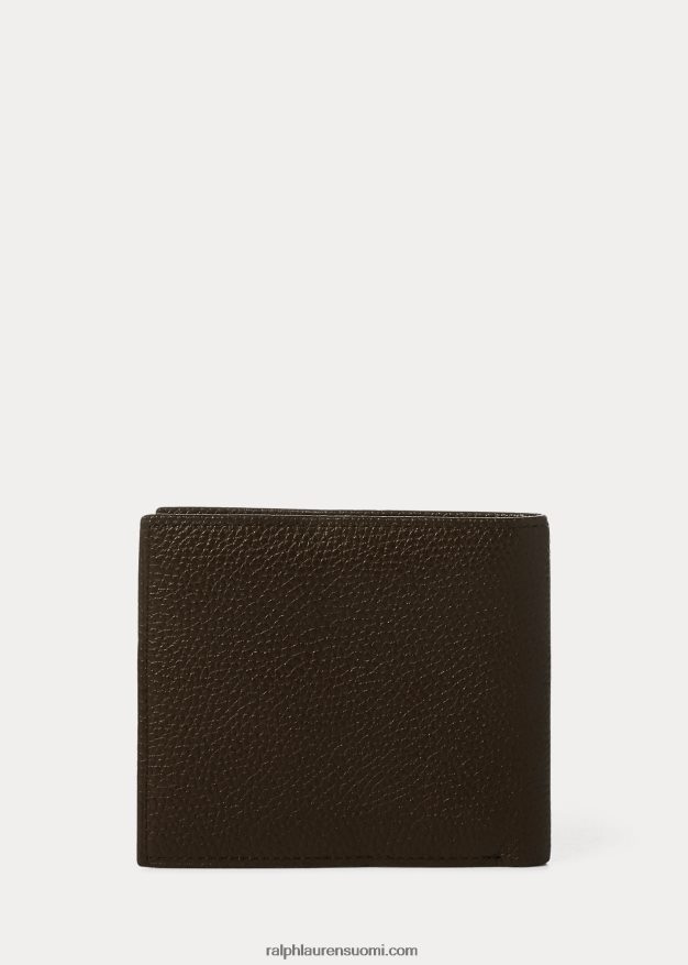 Ralph Lauren miehet pikkukivi nahkainen billfold 0Z24ZR2570 tumman ruskea