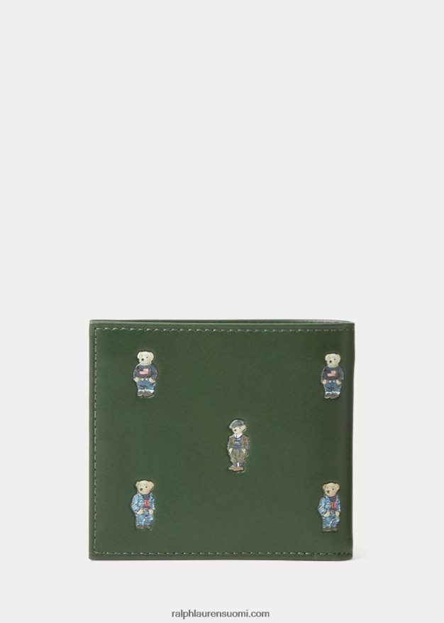 Ralph Lauren miehet polo karhu nahkainen billfold lompakko 0Z24ZR2404 uutta metsää