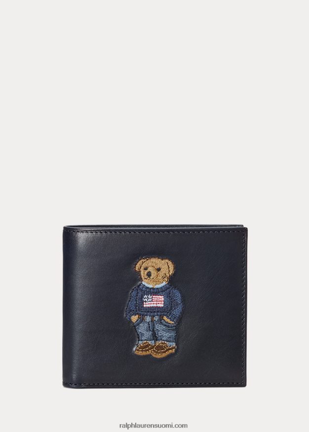 Ralph Lauren miehet polo karhu nahkainen billfold lompakko 0Z24ZR8762 laivasto