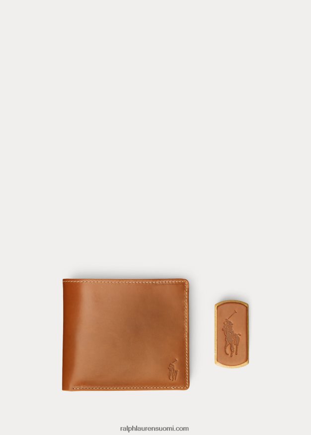 Ralph Lauren miehet satulan nahkainen billfold lompakko 0Z24ZR2644 satula