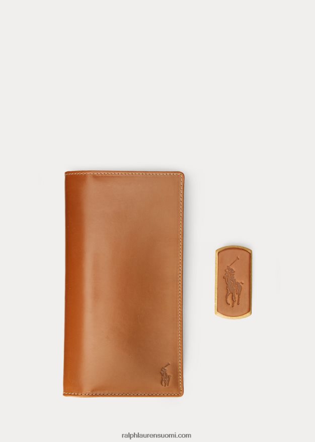 Ralph Lauren miehet satulan nahkainen mannermainen lompakko 0Z24ZR2645 satula
