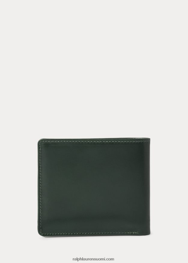 Ralph Lauren miehet suitset nahkainen billfold lompakko 0Z24ZR2548 brittiläinen kilpa-vihreä