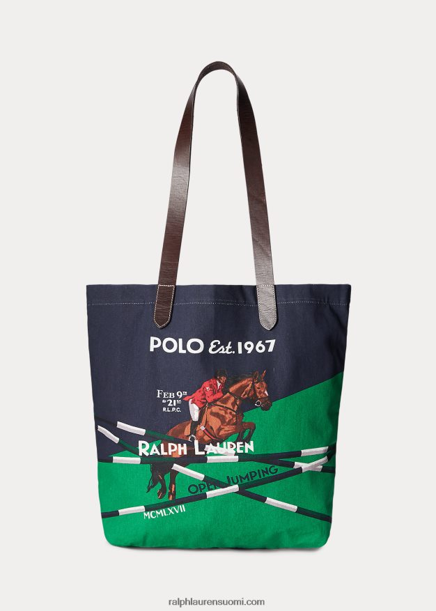 Ralph Lauren miehet hevosurheilukuvioinen kangaskassi 0Z24ZR2212 newportin laivasto