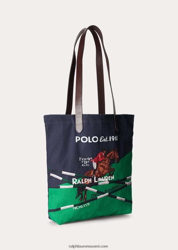 Ralph Lauren miehet hevosurheilukuvioinen kangaskassi 0Z24ZR2212 newportin laivasto