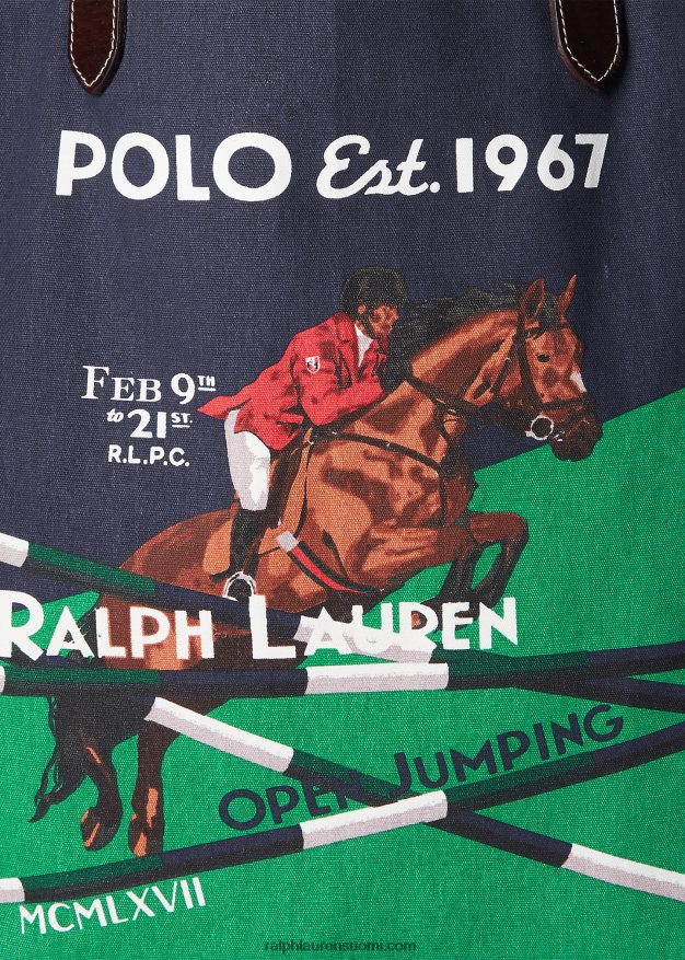 Ralph Lauren miehet hevosurheilukuvioinen kangaskassi 0Z24ZR2212 newportin laivasto