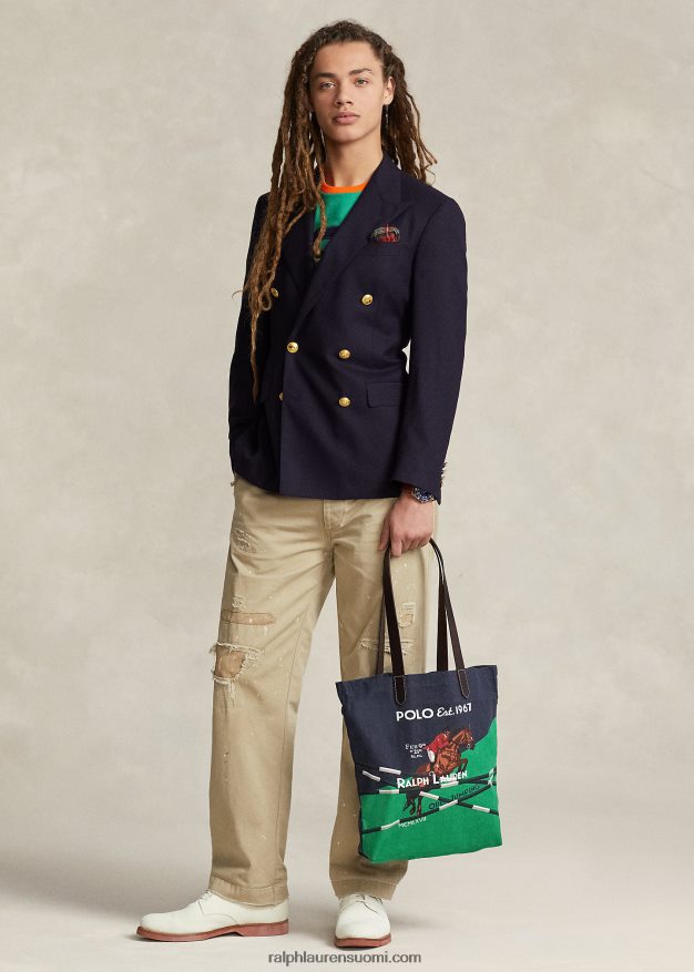Ralph Lauren miehet hevosurheilukuvioinen kangaskassi 0Z24ZR2212 newportin laivasto