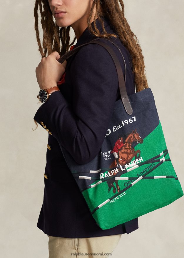 Ralph Lauren miehet hevosurheilukuvioinen kangaskassi 0Z24ZR2212 newportin laivasto