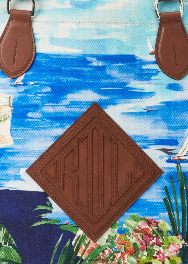 Ralph Lauren miehet nahkareunustettu kangaslaukku 0Z24ZR8924 capri