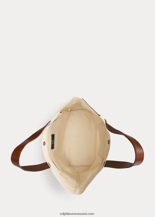 Ralph Lauren miehet nahkaverhoiltu twill-laukku 0Z24ZR5147 greige