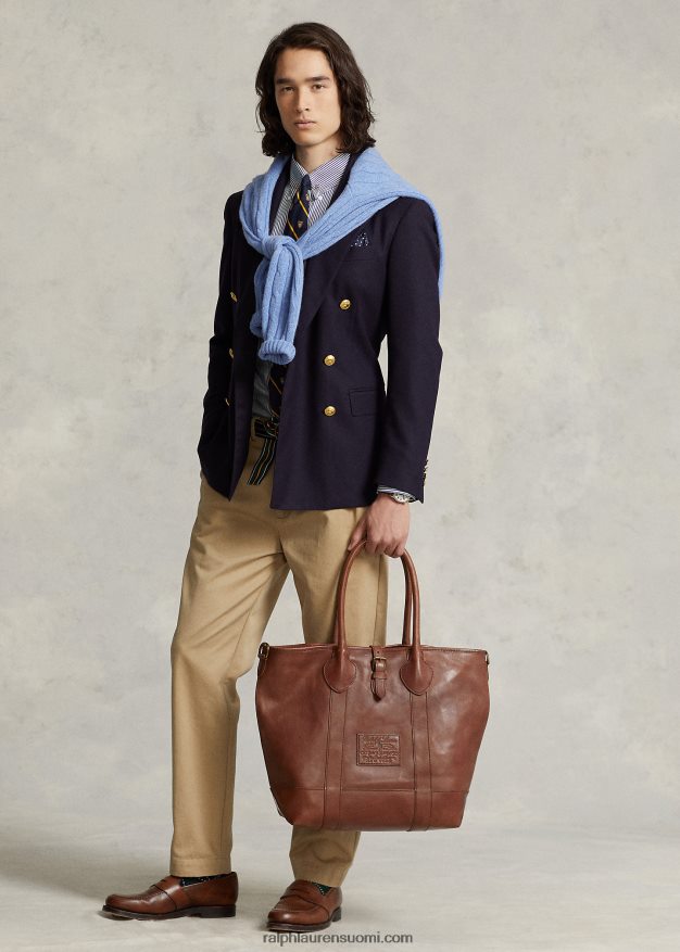 Ralph Lauren miehet perinnöllinen rullanahkainen laukku 0Z24ZR2338 satula