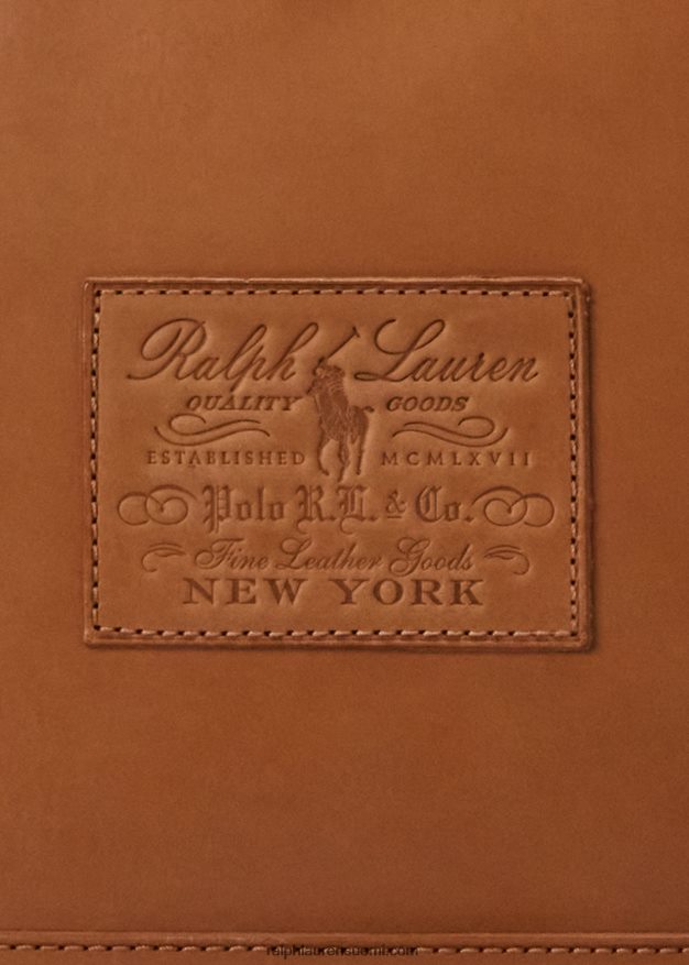 Ralph Lauren miehet perinnöllinen rullanahkainen laukku 0Z24ZR2339 rusketus