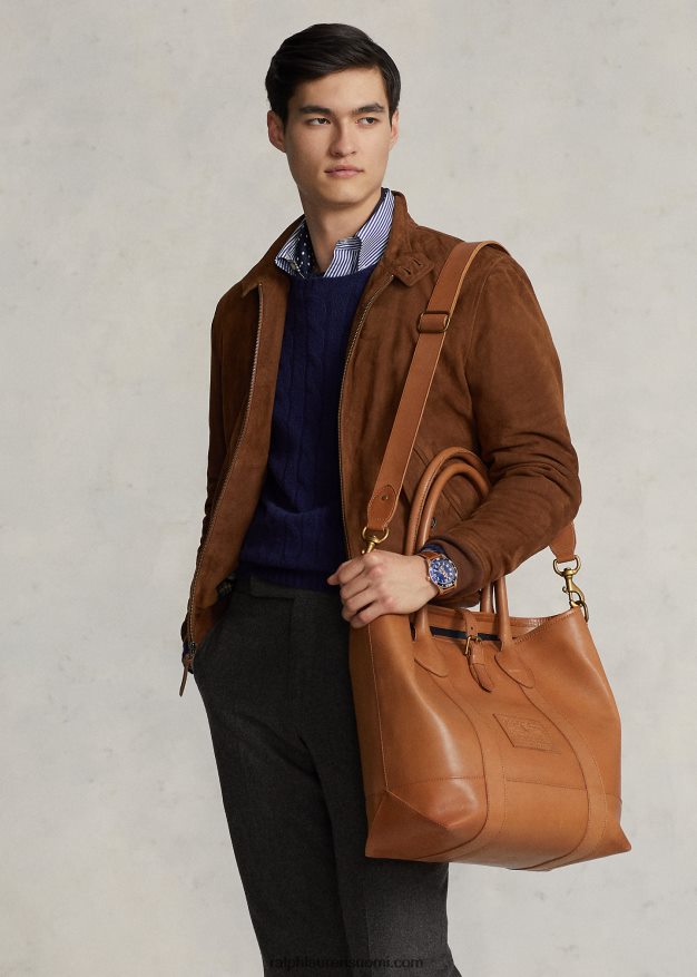 Ralph Lauren miehet perinnöllinen rullanahkainen laukku 0Z24ZR2339 rusketus