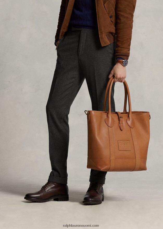 Ralph Lauren miehet perinnöllinen rullanahkainen laukku 0Z24ZR2339 rusketus