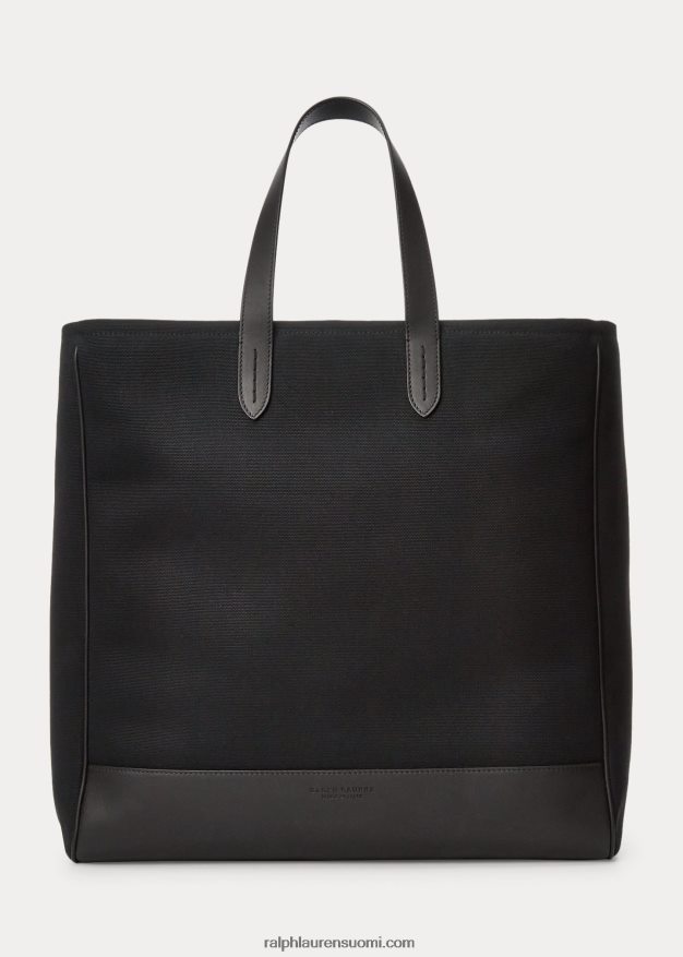 Ralph Lauren miehet poolokarhukangas & vasikkanahkainen laukku 0Z24ZR9014 musta