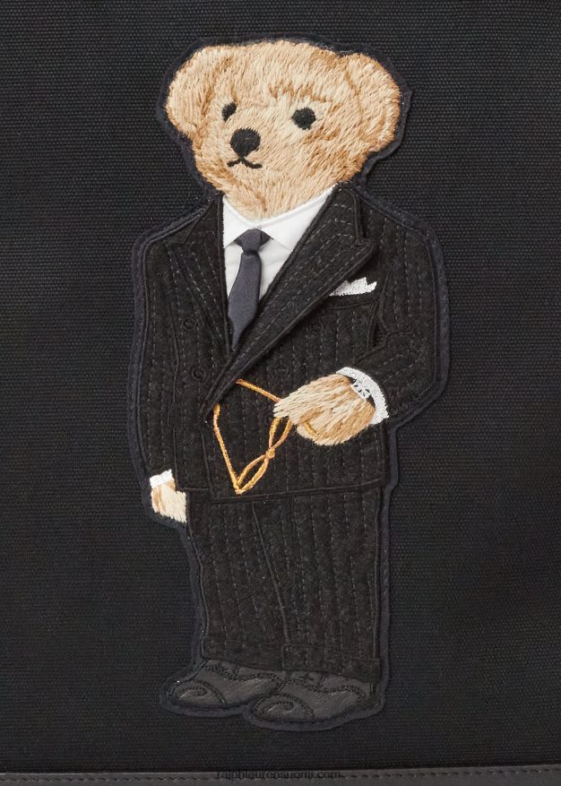 Ralph Lauren miehet poolokarhukangas & vasikkanahkainen laukku 0Z24ZR9014 musta