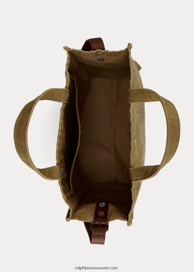Ralph Lauren miehet puusepän kanvas-logolaukku 0Z24ZR8827 khaki