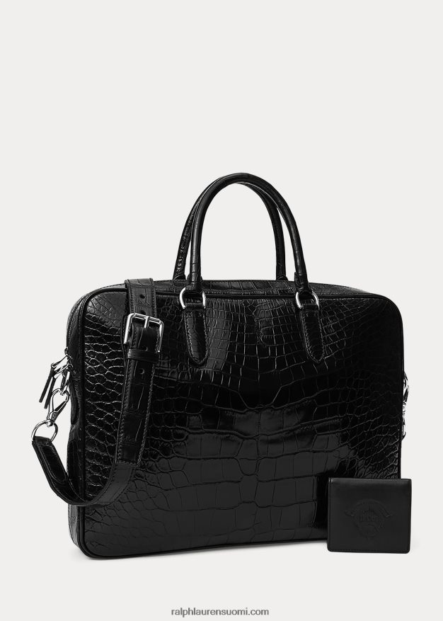 Ralph Lauren miehet alligaattorin työmatkalaukku 0Z24ZR9038 musta