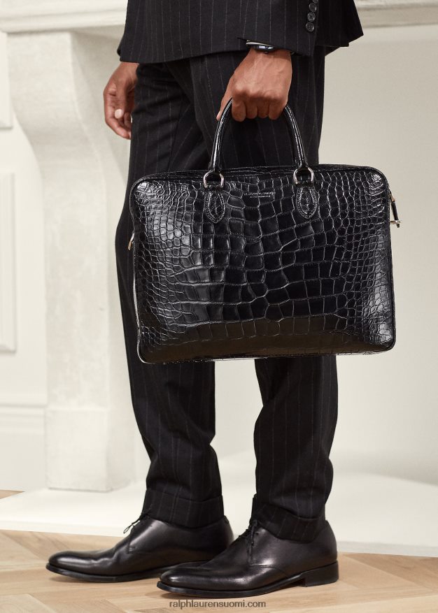 Ralph Lauren miehet alligaattorin työmatkalaukku 0Z24ZR9038 musta
