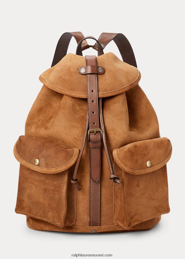 Ralph Lauren miehet karkea mokkanahkainen reppu 0Z24ZR5333 kevyt java