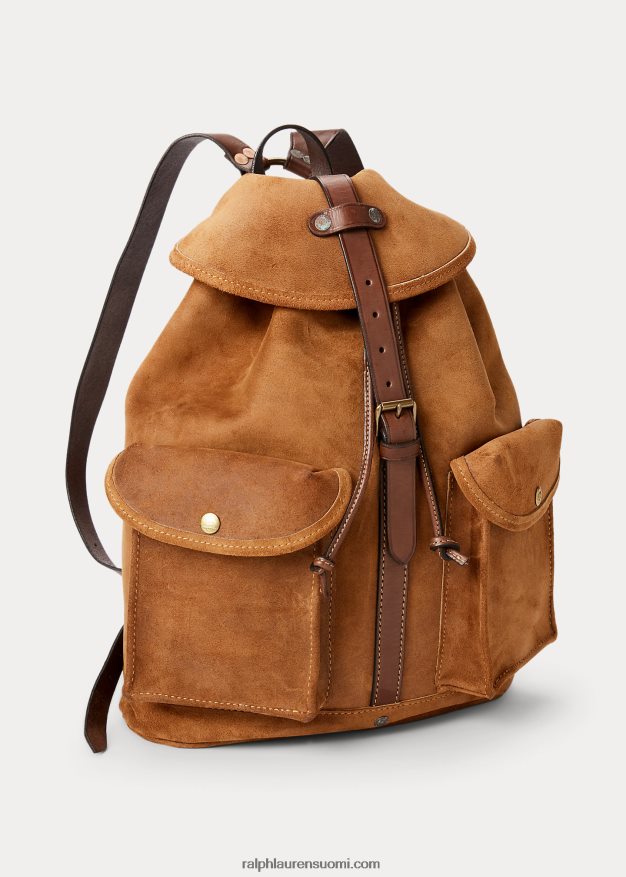 Ralph Lauren miehet karkea mokkanahkainen reppu 0Z24ZR5333 kevyt java