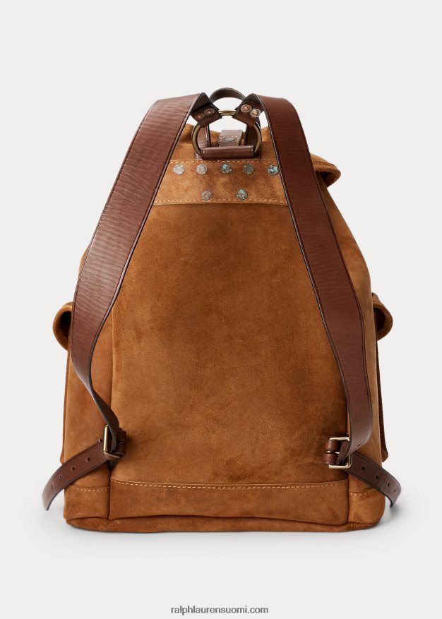 Ralph Lauren miehet karkea mokkanahkainen reppu 0Z24ZR5333 kevyt java