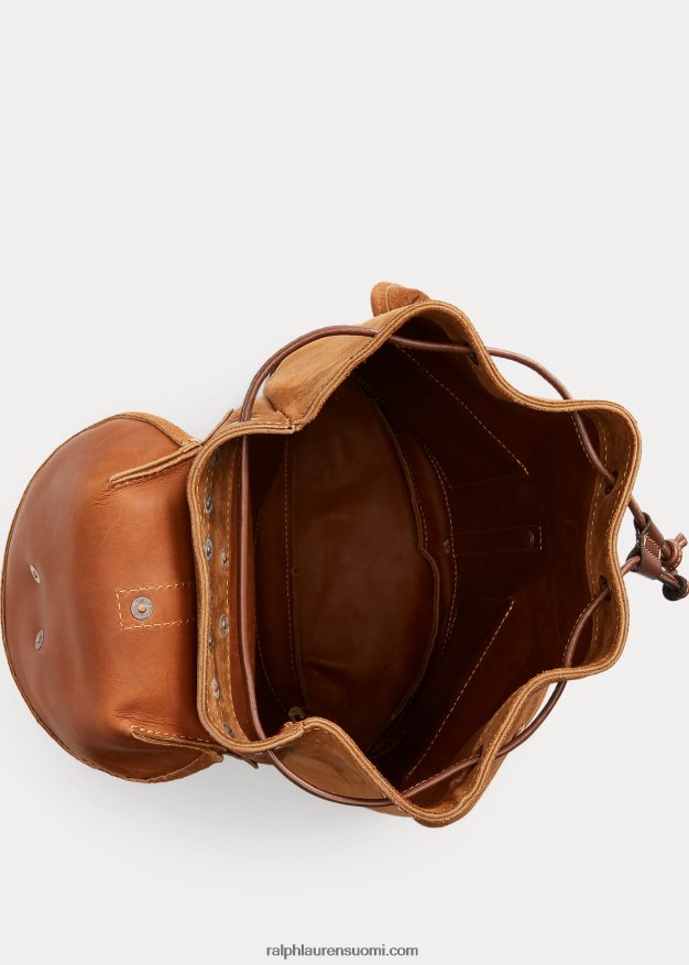 Ralph Lauren miehet karkea mokkanahkainen reppu 0Z24ZR5333 kevyt java