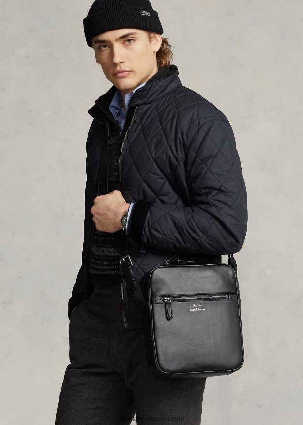 Ralph Lauren miehet nahkainen crossbody laukku 0Z24ZR2568 musta