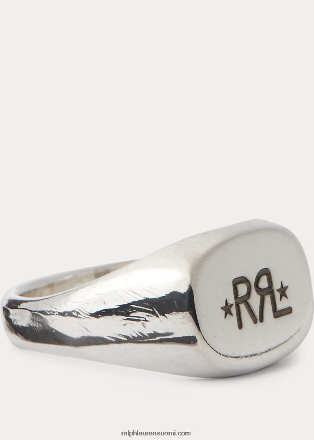 Ralph Lauren miehet käsintehty sterlinghopea sinettisormus 0Z24ZR8888 hopea