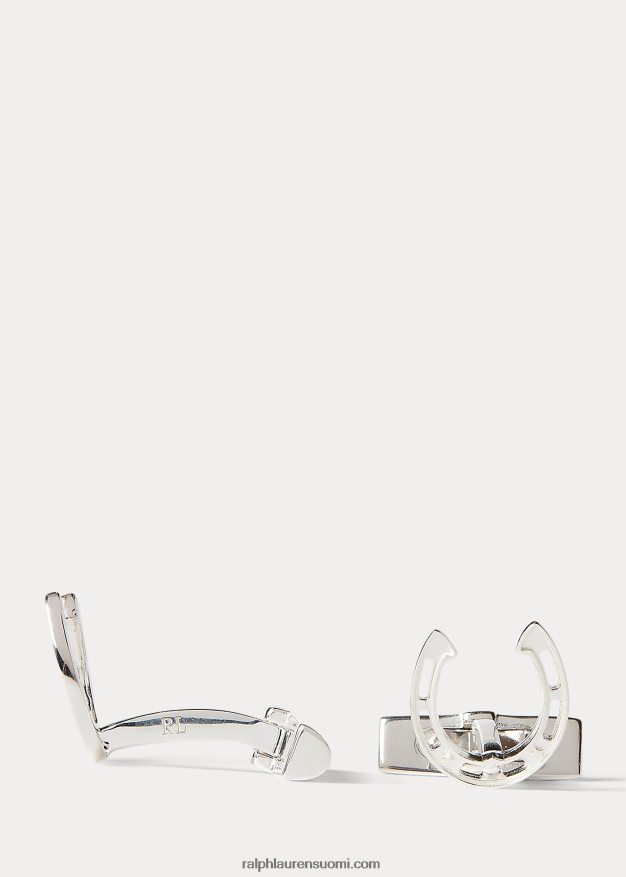 Ralph Lauren miehet sterlinghopeaa hevosenkengän kalvosinnapit 0Z24ZR8987 hopea