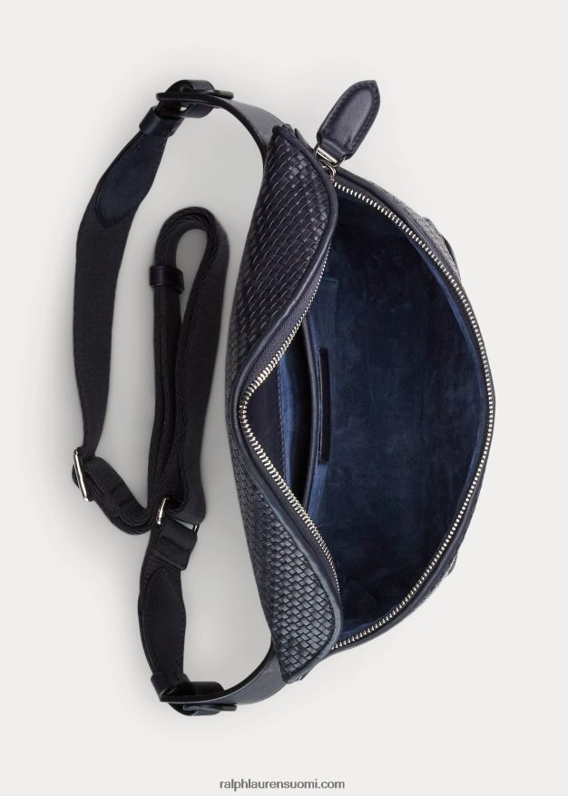 Ralph Lauren miehet kudottu paneeli vasikkanahkainen vyötäröpakkaus 0Z24ZR8961 laivaston puheenjohtaja