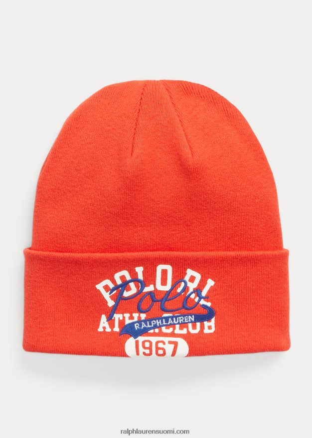 Ralph Lauren miehet kerroksinen logoinen puuvillapipo 0Z24ZR2468 huippukokous punainen