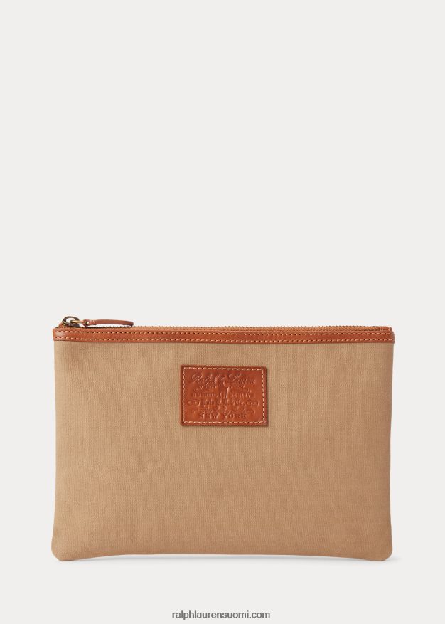 Ralph Lauren miehet perinnöllinen nahkaverhoiltu kanvaspussi 0Z24ZR2757 montana khaki