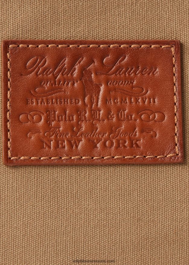 Ralph Lauren miehet perinnöllinen nahkaverhoiltu kanvaspussi 0Z24ZR2757 montana khaki