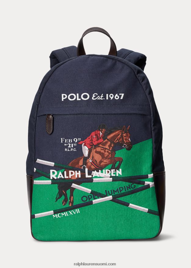 Ralph Lauren miehet hevoskuvioinen kangasreppu 0Z24ZR2211 newportin laivasto