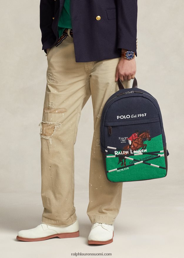 Ralph Lauren miehet hevoskuvioinen kangasreppu 0Z24ZR2211 newportin laivasto