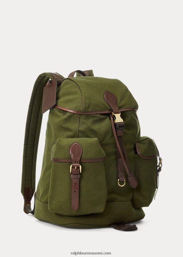 Ralph Lauren miehet nahkaverhoiltu kangasreppu 0Z24ZR2216 verde bottiglia