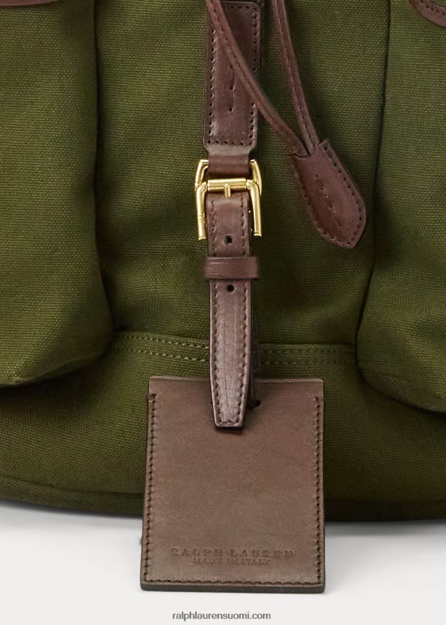 Ralph Lauren miehet nahkaverhoiltu kangasreppu 0Z24ZR2216 verde bottiglia