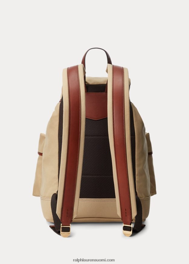 Ralph Lauren miehet nahkaverhoiltu kangasreppu 0Z24ZR8992 kreeta