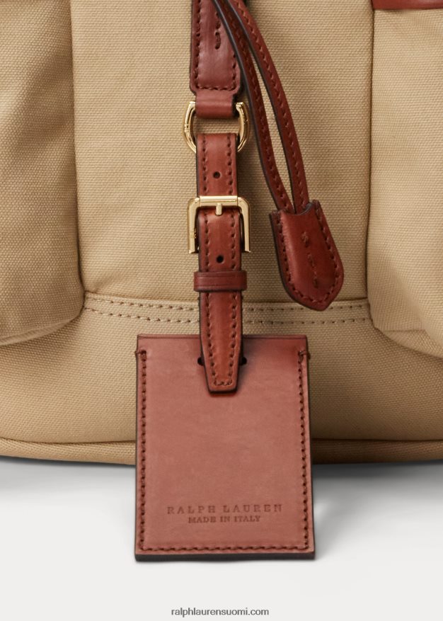 Ralph Lauren miehet nahkaverhoiltu kangasreppu 0Z24ZR8992 kreeta