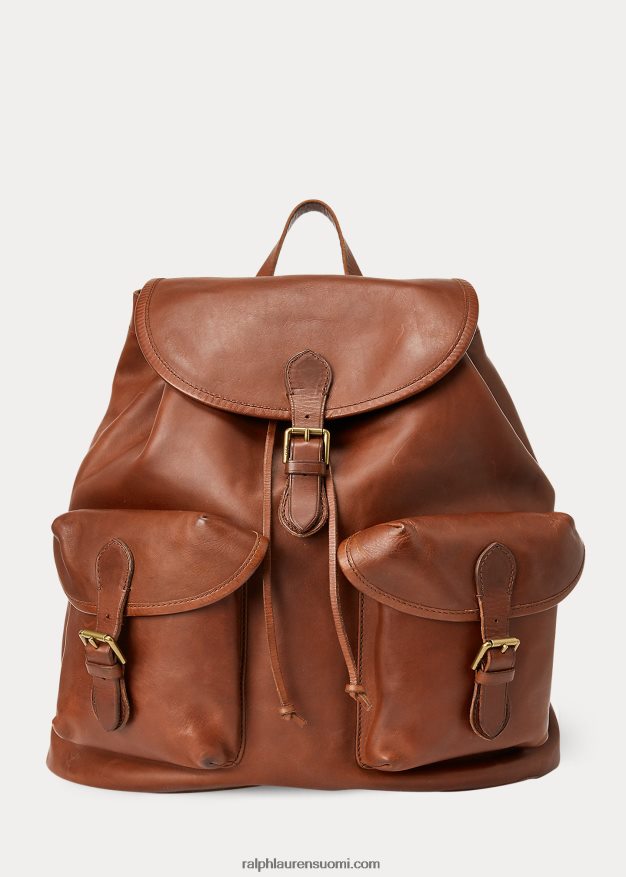 Ralph Lauren miehet perinnöllinen nahkainen reppu 0Z24ZR2333 satula