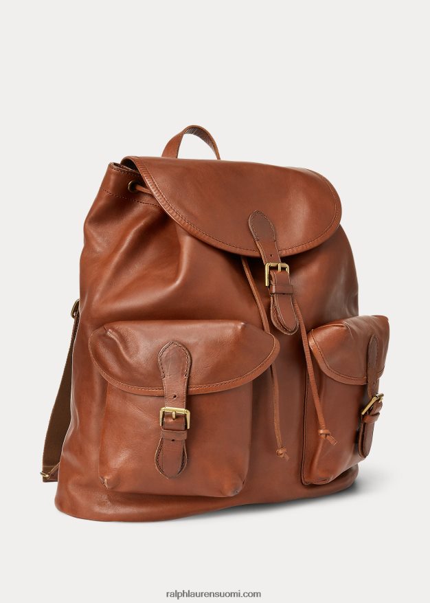 Ralph Lauren miehet perinnöllinen nahkainen reppu 0Z24ZR2333 satula