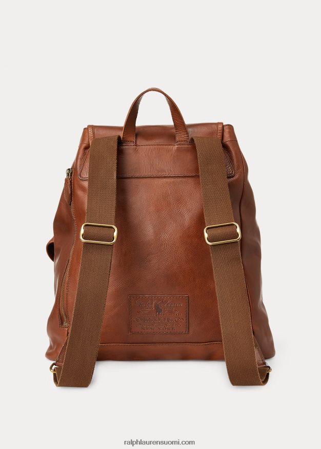 Ralph Lauren miehet perinnöllinen nahkainen reppu 0Z24ZR2333 satula