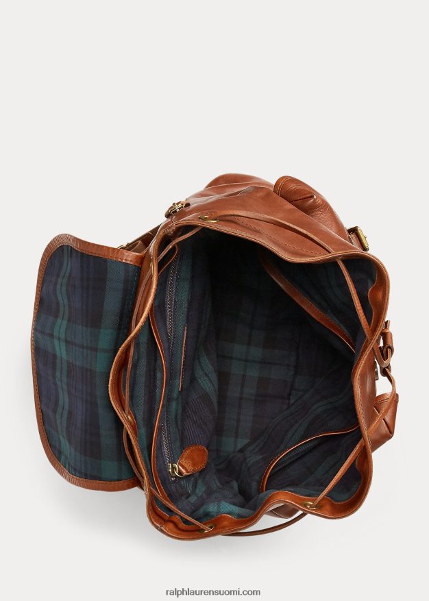 Ralph Lauren miehet perinnöllinen nahkainen reppu 0Z24ZR2333 satula