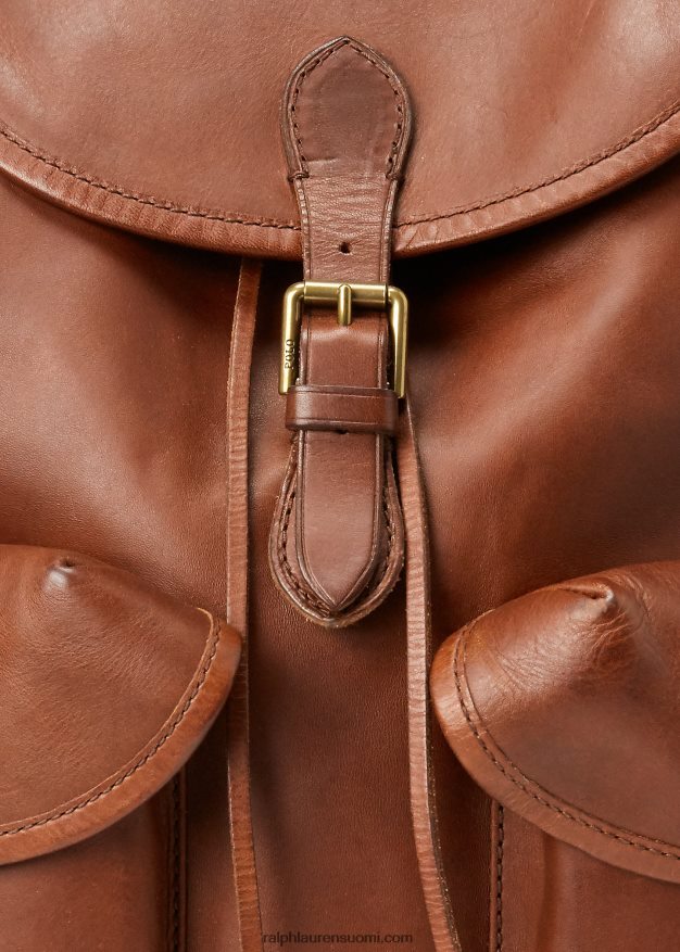 Ralph Lauren miehet perinnöllinen nahkainen reppu 0Z24ZR2333 satula