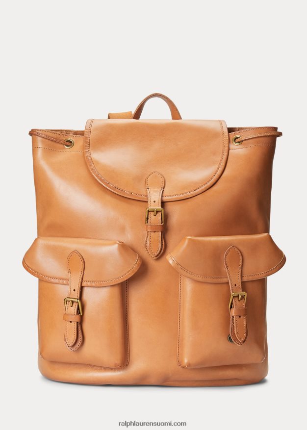 Ralph Lauren miehet perinnöllinen nahkainen reppu 0Z24ZR2334 rusketus