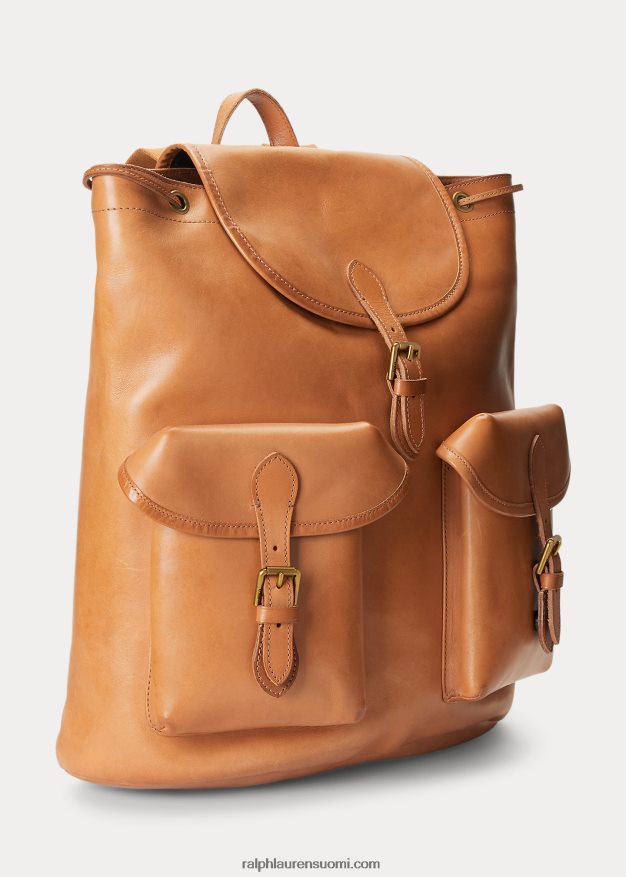 Ralph Lauren miehet perinnöllinen nahkainen reppu 0Z24ZR2334 rusketus